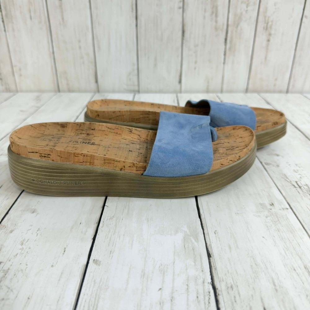 Donald J Pliner‎ Women's Blue Suede Slide Sandals Cork Platform Size 8M - Picture 4 of 6